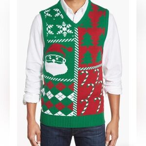 Ugly Christmas Sweater 'Holiday' V-Neck Sweater Vest Size XXL red, white, green